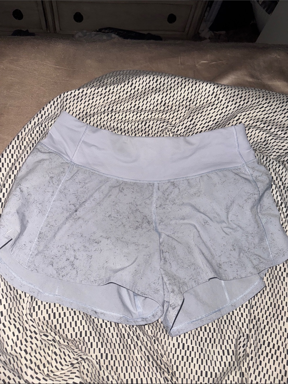 Lululemon speed up shorts Light Gray/blue Marble-Print Athletic Shorts